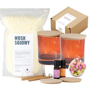 diy candle box, Soy Candle Making Kit, STARTER KIT, Beginners Soy Wax Candle DIY Kit , Eco Gift Box, Gifts for Her or Him, jars 2x300 ml