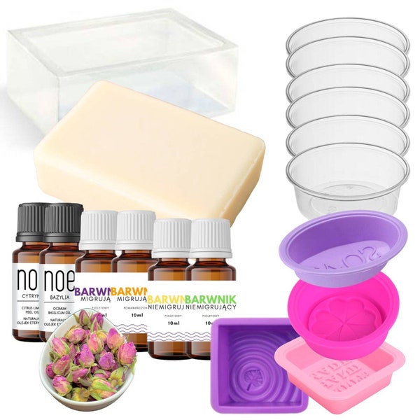Soap Making Kit - Double Soap base | 26 pcs | 1kg soap base | fragrance oil | silicone soap mold | DIY Soap | Mothers Day DIY Gift