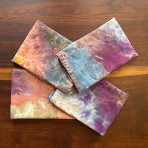 Ice Dyed Cloth Napkins Set – Watercolor Tie Dye Table Linens