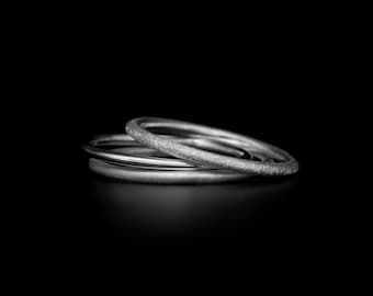 Handmade Sterling Silver Stem Ring - Wilde Flower Textured Stacking Ring