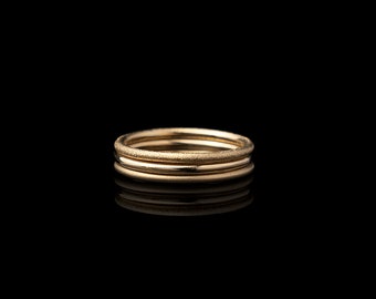 Handmade 9ct Gold Stacking Ring: Thin Textured Band