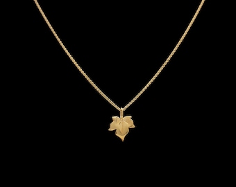 Solid 9ct Gold Ivy Leaf Necklace - Wilde Flower. Gold Leaf pendant. Ivy necklace. Real gold hallmarked jewellery. Handmade gold Ivy necklace