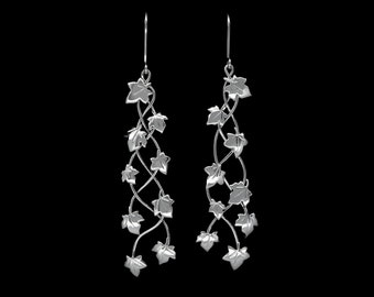 Twisted Ivy Sterling Silver Drop Earrings: Handmade Woodland Jewelry