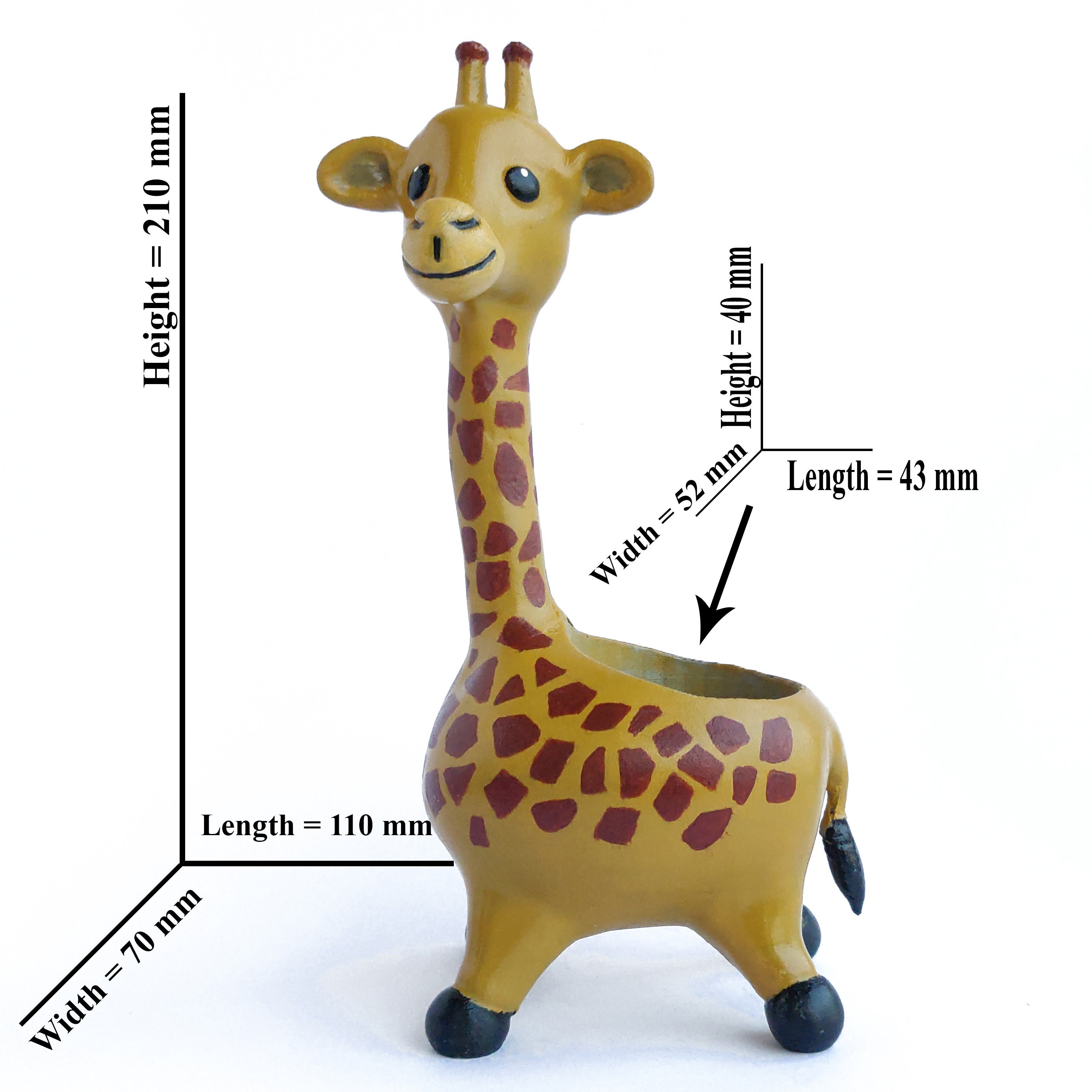 3d Printed Giraffe Planter Plant Pot Gift for Office Home Balcony