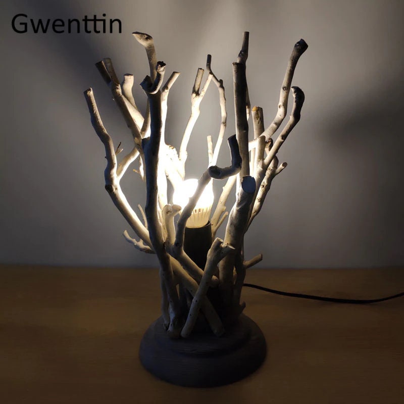 Tree Branch Table Lamp Art Wooden Table Lamp Wood Art Etsy