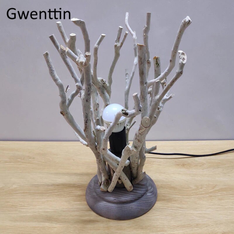 Tree Branch Table Lamp Art Wooden Table Lamp Wood Art Etsy