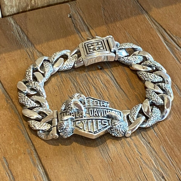 Harley Davidson Sterling Silver Bracelet Etsy