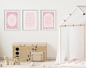Christian Nursery Prints, Bible Verses, Nursery Wall Art, Baby Girl Nursery Prints