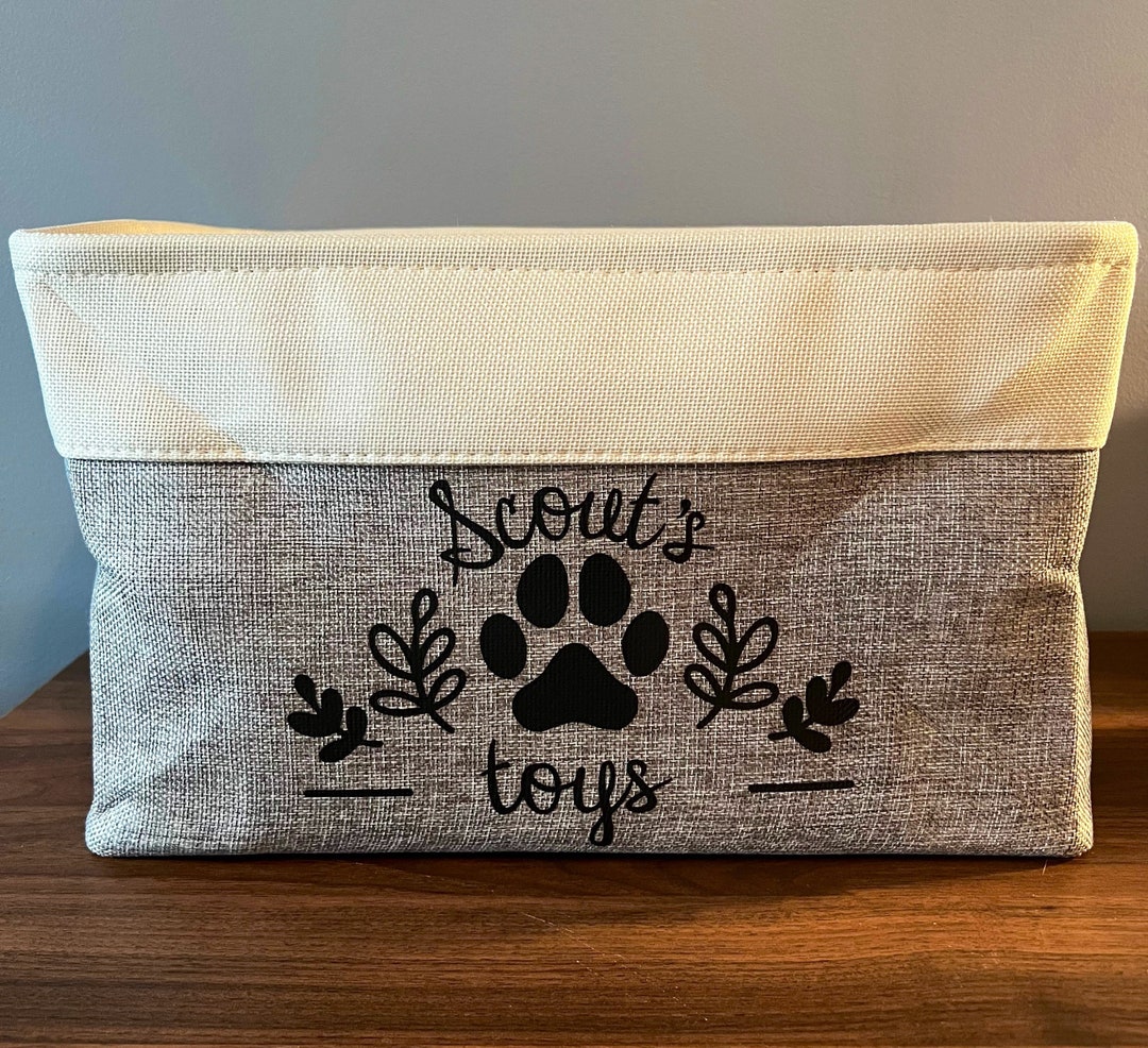 Personalized Dog Toy Basket, Dog Toy Container, Pet Toy Basket, Fabric