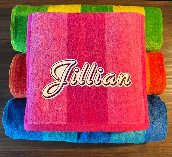 Personalized Beach Towel Colorful Beach Towel Name Beach Etsy