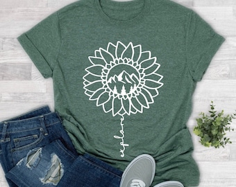 Explore t-shirt, sunflower t-shirt, soft style women's t-shirt
