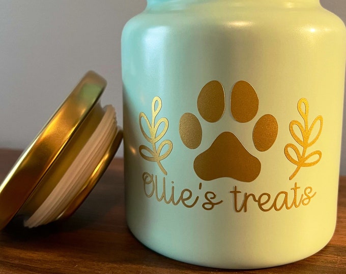 Personalized Treat Jar, Ceramic Treat Jar, Pet Treat Jar, Dog Treat Jar