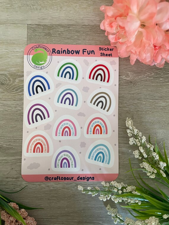 Rainbow Sticker Sheet Cute for Planners Bullet Journals and Etsy