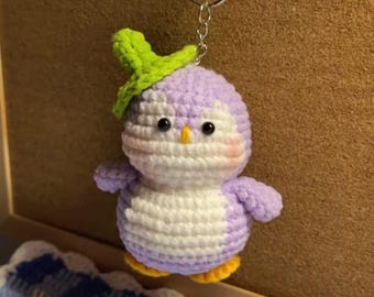 Crochet Penguin Eggplant | Handmade Amigurumi Plushie