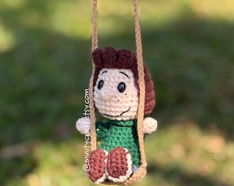Crochet Doll on Swing | Amigurumi Decor | Cartoon Character | Gift for Kids & Collectors