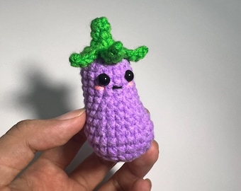 Crochet Eggplant | Handmade Amigurumi Plushie