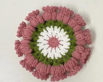 Crochet Flower Cup Coaster | Handmade Bell Flower Mug Mat