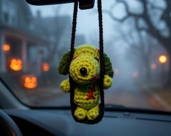 Crochet Beagle Hanging Swing Car Charm | Halloween & Christmas Mirror Decor | Seasonal Gift