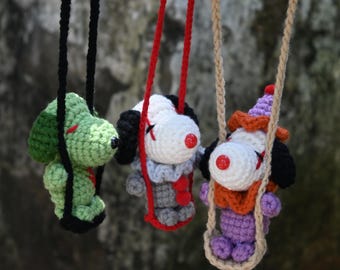 Halloween Beagle Car Charm | Crochet Beagle Swing Mirror Decor | Spooky Handmade Dog Gift