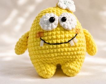 Crochet Monster Plush | Amigurumi Softie Desk Buddy, Velvet Yarn, Kawaii Detail