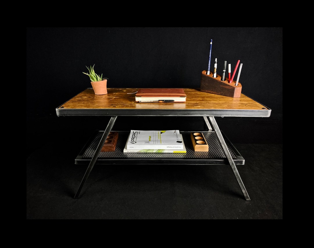 View of Industrial Coffee Table/coffee Table/rustic Coffee Table/iron Coffee ...