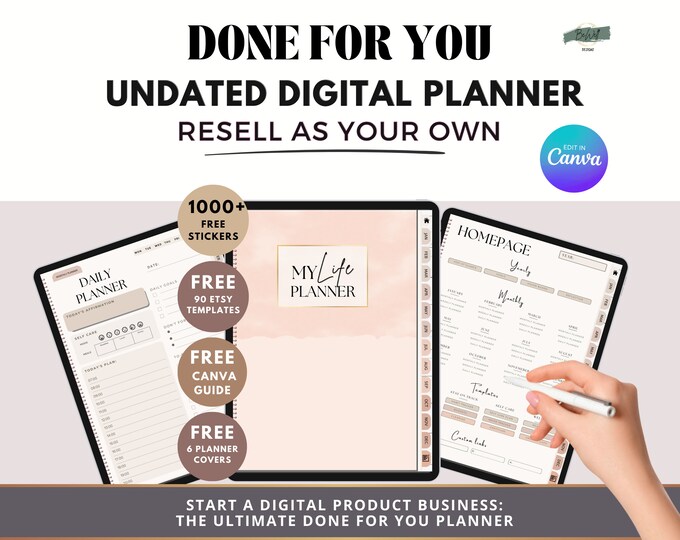 PLR, Digital Planner. Editable Hyperlinked Planner | Canva Template ...