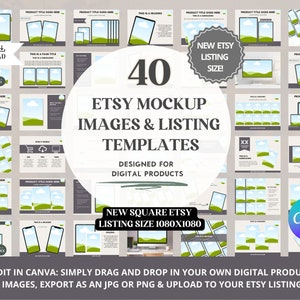 40 Canva Digital Mockups for Etsy Sellers: Elevate Your Etsy Shop & Boost Sales with High-Quality Etsy Listing Image Mockups, Etsy Shop Kit