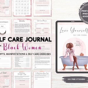 Self Care Journal, Black Women, Digital Planner, GoodNotes iPad Planner, wellness, Mental Health. PERSONAL USE: iPad Goodnotes & Printable