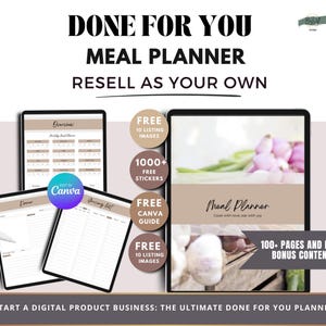 Plr Meal Planner | Resell Digital Product | Grocery List | Weekly Meal Planner | Plr Digital Products | PLR Digital Product | Recipe Book