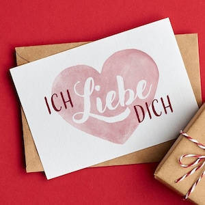 Ich Liebe dich, Karte als Liebesbeweis mit großem Herz, Liebeserklärung, Valentinestag, mit FARBAUSWAHL