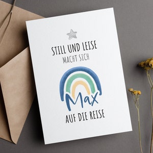 Sternenkind Regenbogen Beileidskarte, Trauerkarte, Reise über Regenbogenbrücke, Still und Leise, Sternenhimmel, personalisiert, FARBAUSWAHL