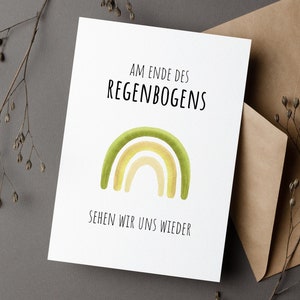 Regenbogen Trauerkarte zum Trost schenken, Beileidskarte mit Hoffnung zum Abschied und Anteilnahme bei Tod eines Sternenkind, Kindes, Baby