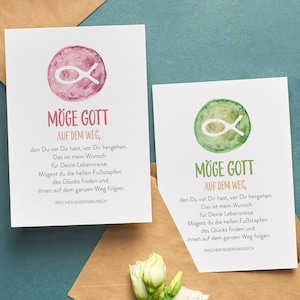 Fisch Segenswunsch Karte zur Taufe, Firmung, Kommunion, Konfirmation, FISCH mit FARBAUSWAHL für Mädchen und Jungen