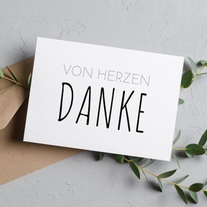 Dankeskarte, Von Herzen Danke, Grußkarte mit Dankeschön sagen, Danksagung zur Hochzeit, Taufe, Geburt, Trauer und für vieles mehr