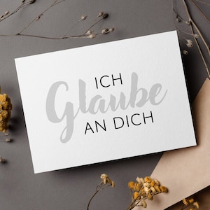 Ich Wir GLAUBEN an dich euch, Grußkarte zum Mut machen, Selbstbewusstsein stärken, Karte im Minimalistisches Design für Männer und Frauen