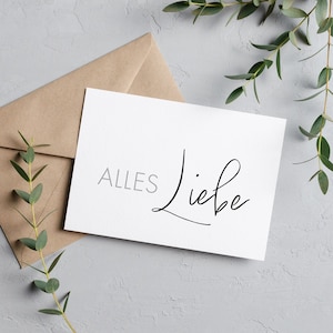 Alles Liebe, Glückwunschkarte, Grußkarte, Geschenkkarte, die minimalistische Karte für Männer und Frauen ist für verschiedene Anlässe