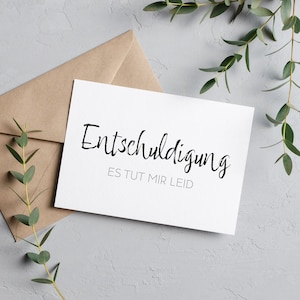 Entschuldigungskarte, Entschuldigung, es tut mir Leid, Karte im Minimalistisches Design für Männer und Frauen