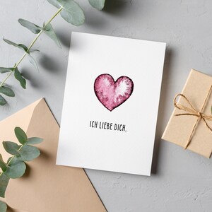 Ich Liebe dich, Herzkarte, Schlichter Liebesbeweis mit Herz, Liebeserklärung, Valentinestag, mit FARBAUSWAHL