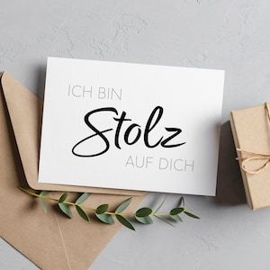 Wir sind / Ich bin Stolz auf DICH/EUCH, Grußkarte Mut machen Selbstbewusstsein stärken, Karte Minimalistisches Design für Männer und Frauen