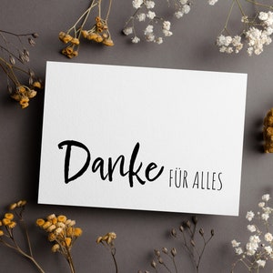 Moderene & schlichte Dankeskarte, Danke für ALLES für eine Danksagung zur Hochzeit, Taufe, Geburt, Trauer und für vieles mehr