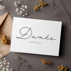 Dankeskarte zum Danke für ALLES sagen, schlichtes Dankeschön, Danksagung zur Hochzeit, Taufe, Geburt, Trauer und für vieles mehr A7 Postkarte - MINI