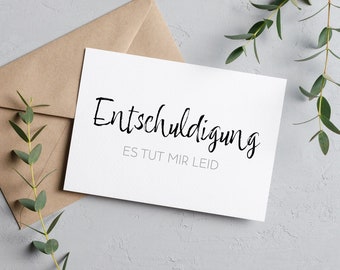 Entschuldigungskarte, Entschuldigung, es tut mir Leid, Karte im Minimalistisches Design für Männer und Frauen