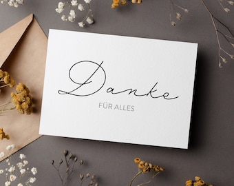 Dankeskarte zum Danke für ALLES sagen, schlichtes Dankeschön, Danksagung zur Hochzeit, Taufe, Geburt, Trauer und für vieles mehr