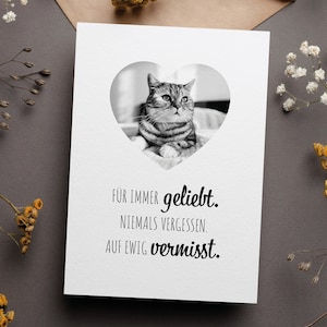 Personalisierbare Foto Haustier Trauerkarten & Poster – Liebevolle Erinnerung an Katze und Hund als Trauergeschenk zum Trost schenken