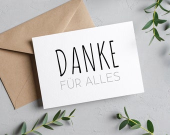 Dankeskarte zum Danke für ALLES sagen, schlichtes Dankeschön, Danksagung zur Hochzeit, Taufe, Geburt, Trauer und für vieles mehr