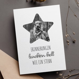 Haustier Stern Foto Trauerkarte & Poster bei Tod – Liebevolle Erinnerung an Katze und Hund als Trauergeschenk zum Trost