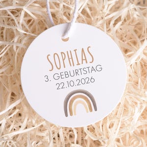 Personalisierte Regenbogen Gastgeschenke-Anhänger zur Taufe, Kommunion, Hochzeit, Einschulung, Geburtstag mit großer Farbauswahl, 10 STÜCK
