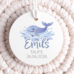 Wal Geschenkanhänger für die Taufe, Geburtstag, Kommunion, Konfirmation wird personalisiert
