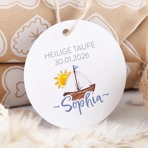 Schiff Gastgeschenkanhänger zur Taufe, Kommunion, Geburtstag personalisiert mit deinem Wunschtext oder Foto, 10 STÜCK