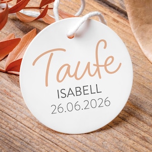 Schlichte Taufanhänger für Gastgeschenke als Danke zur Taufe, 10 STÜCK, personalisiert mit Wunschtext & Foto